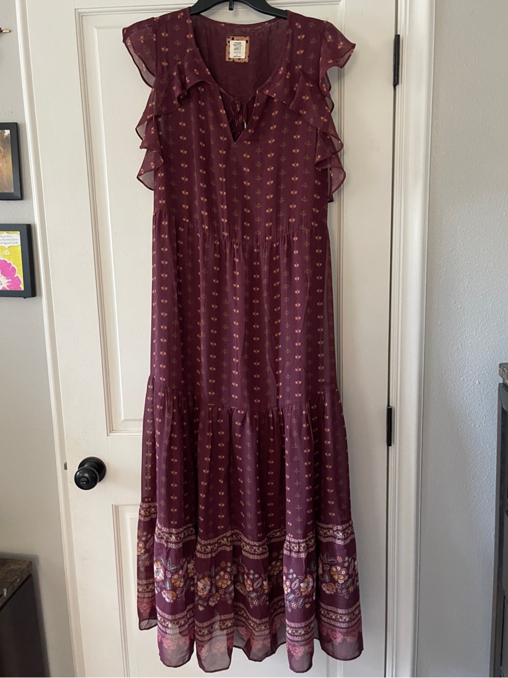 Matilda Jane Wine Floral Tiered Maxi Dress